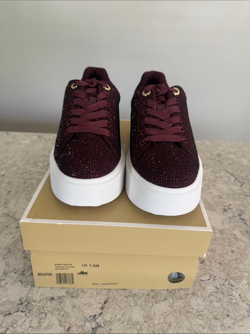 Michael Kors BNWT - Women's Sparkle Platform Sneakers - Burgundy 7.5